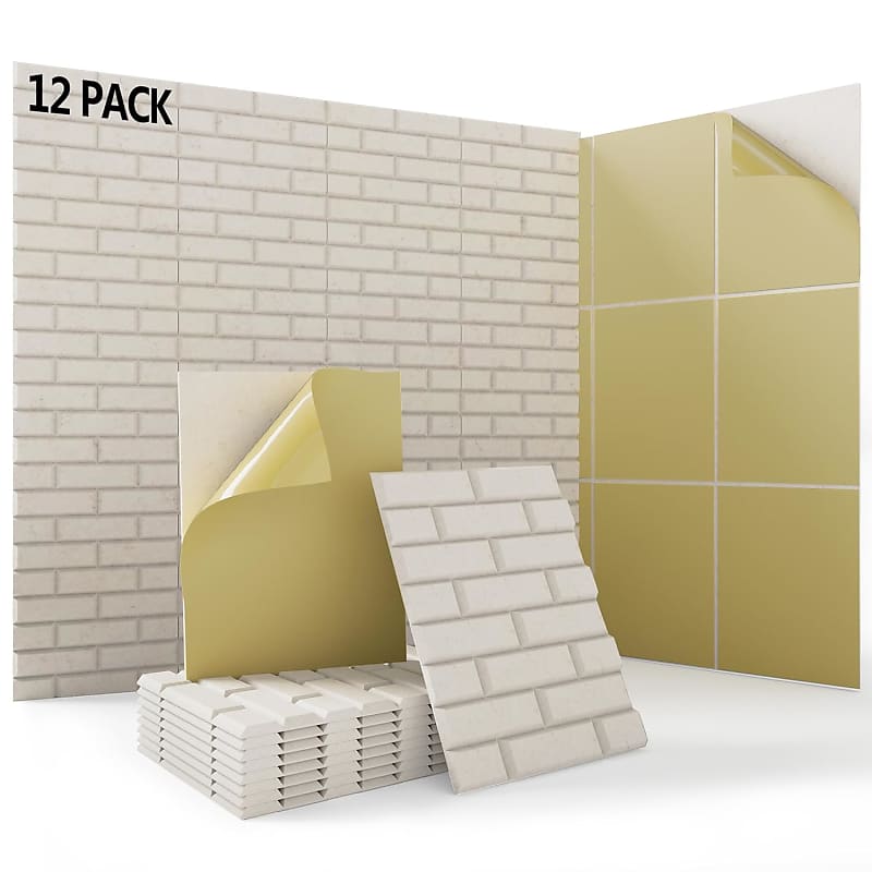 Sound Proof Foam Panels 12 Pack Brick Foam Panels Acoustic Panels High  Density Soundproof Wall Panels Noise Absorption and Echo Reduction for Home