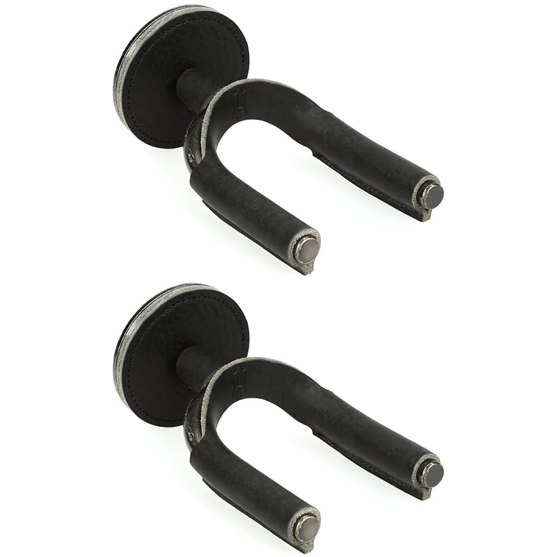 Levy's FGHNGR Smoke Forged Guitar Hanger (2 Pack) - Black Leather image 1