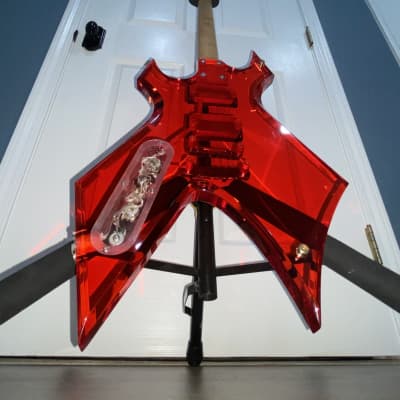 1999 BC Rich Ice Acrylic Warlock Guitar See Thru Red Lucite w OHSC image 8