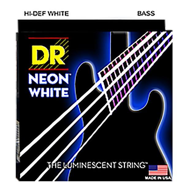 DR NWB5-40 Neon White Coated 5-String Electric Bass Strings - Light (40-120) image 1
