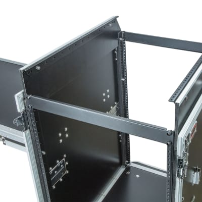 OSP MC14U-16SL 16 Space ATA Mixer/Amp Rack for High-Back Mixing Consoles, 14-Space Rack Depth with Attached Standing Lid Table image 15