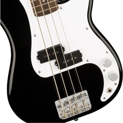 Squier by Fender Mini Precision Short Scale Bass Guitar with 2-Year Warranty, Laurel Fingerboard, Sealed Die-Cast Tuning Machines, and Split Single-Coil Pickup, Maple Neck, Black image 3