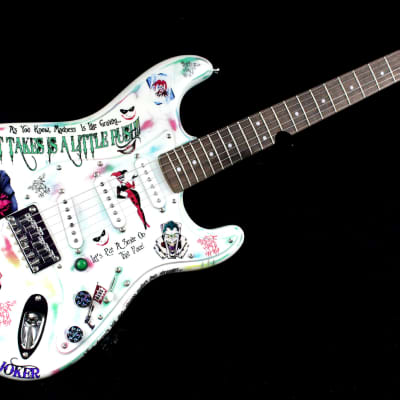 Custom Painted and Upgraded Fender Squier Stratocaster (Aged and Worn) With Graphics and Matching Headstock image 6