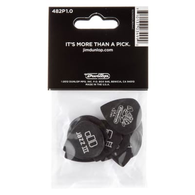 Dunlop 482P1.0 Tortex Pitch Black Jazz III Guitar Picks, 1.0mm, 12-Pack image 5