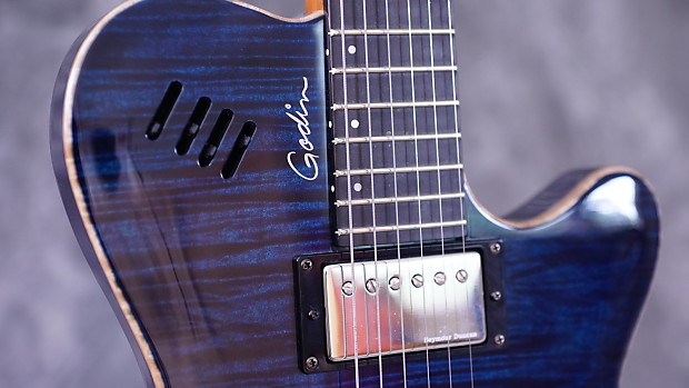 Godin LGX SA Trans Blue AA FT Trans Blue Flame Top, | Reverb