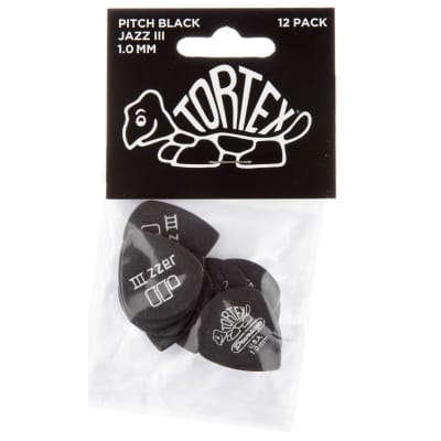 Dunlop 482P1.0 Tortex Pitch Black Jazz III Guitar Picks, 1.0mm, 12-Pack image 6