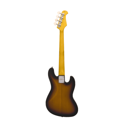 CNZ Audio JB Mini Left Handed Electric Bass Guitar - Maple Neck, Tortoise Pickguards, Sunburst image 2
