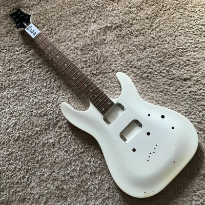 White HH Guitar DIY Project Body with Maple Neck, Rosewood Fretboard