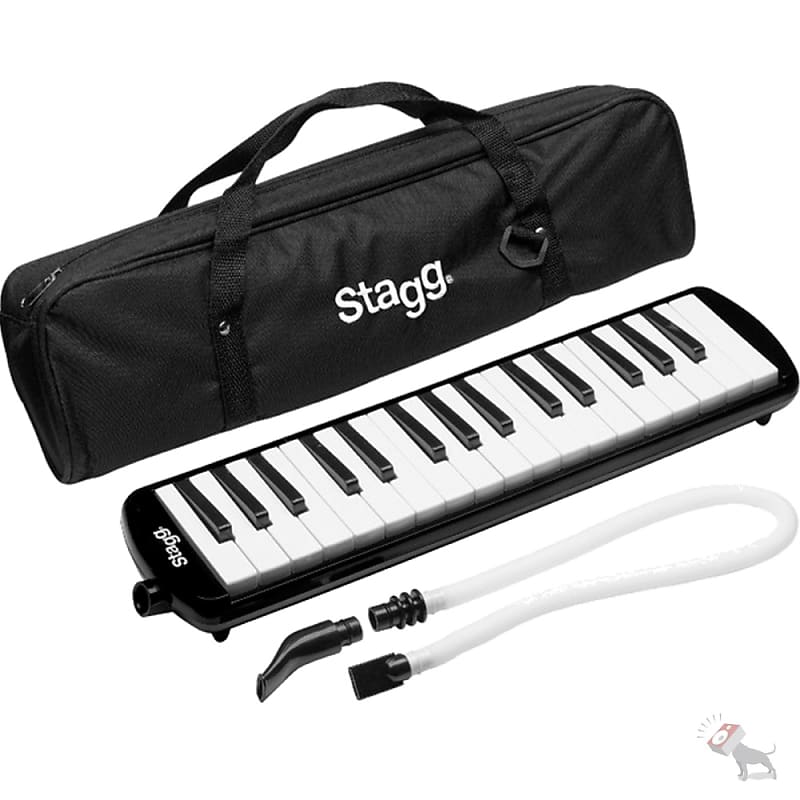 Stagg MELOSTA32BK Black Plastic Melodica Reed Keyboard 32 keys w/ Mouthpiece & Soft Case image 1
