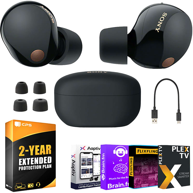 Sony WF-1000XM5 Noise Canceling Wireless Earbuds (Black) Bundle