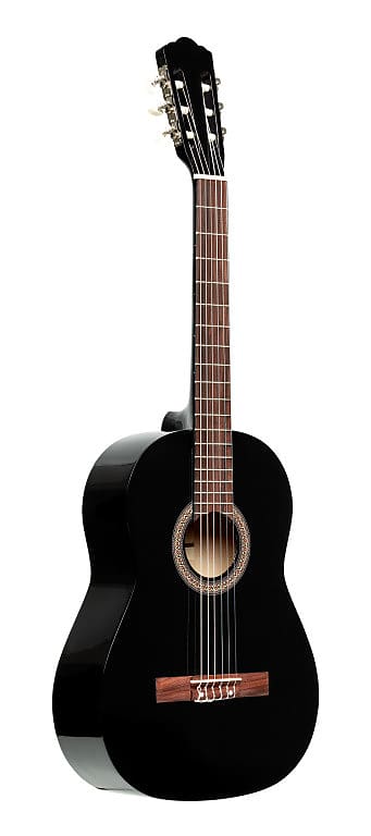 STAGG 4/4 classical guitar with linden top black full size nylon string image 1