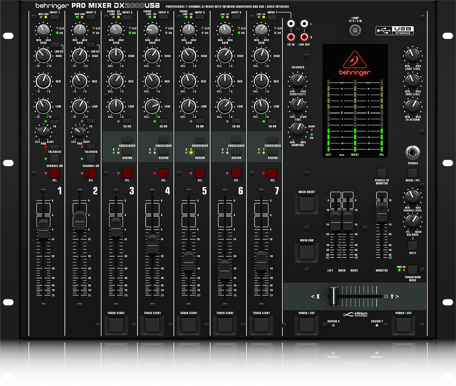 Behringer Pro Mixer DX2000USB 7channel DJ Mixer with USB Reverb