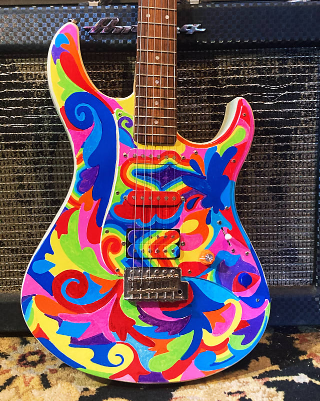 Yamaha Pacifica 2000s? - Handpainted Psychedelic Rainbow image 1