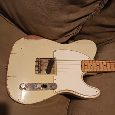 Melody Custom Guitars Olympic White Relic Aged Esquire Telecaster Body, Loaded. 1998 image 1