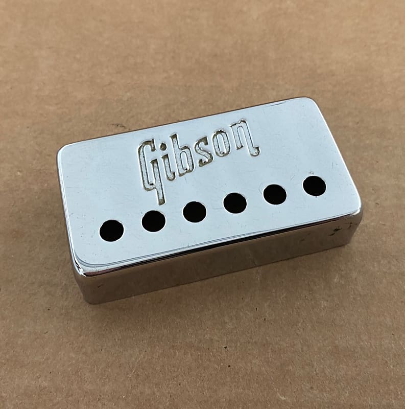 Gibson Vintage 1971 Chrome Embossed Logo Pickup Cover Les Reverb