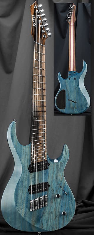 Kiesel AM7 Aries 24 Fret Multiscale Fanned Fret Bolt On Neck 7 String Electric Guitar Aurora Blue