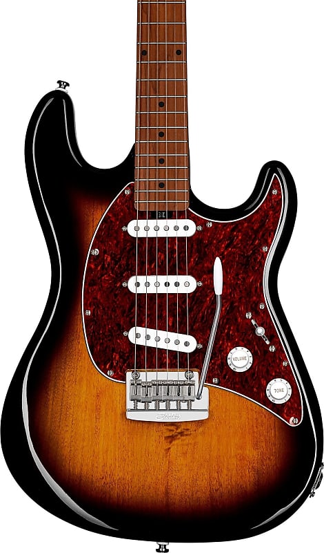 Sterling CT50 Cutlass SSS Electric Guitar, Roasted Maple Fingerboard,  Vintage Sunburst