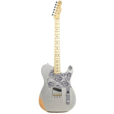 Fender Brad Paisley Road Worn Telecaster Electric Guitar, Maple FB, Silver Sparkle image 1