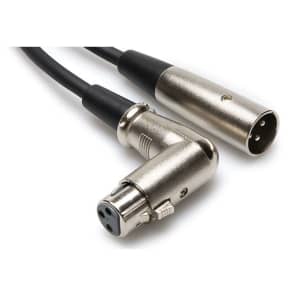 Hosa XFF-101.5 Right-Angle XLR3F to XLR3M Balanced Mic Cable - 1.5'