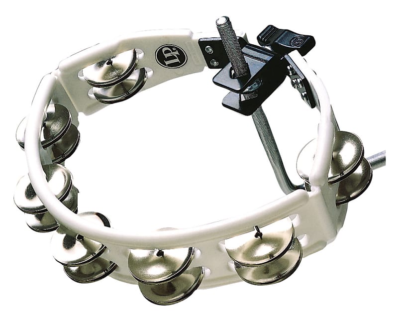Latin Percussion LP162 Cyclops Mountable Tambourine with Double Row Steel Jingles White image 1