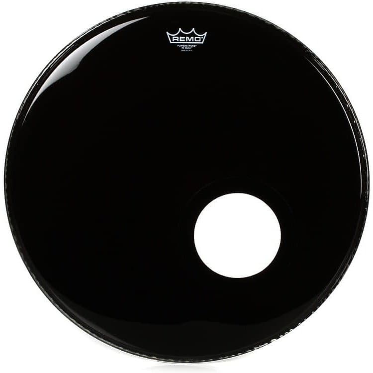 Remo Black Powerstroke P3 22" Drum Head w/5 Black Dynamo Installed image 1