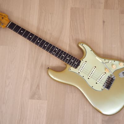 1963 Fender Stratocaster Vintage Pre-CBS Electric Guitar Shoreline Gold w/ Blonde Case, Hangtag image 12