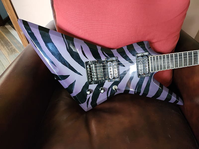 Aria pro II Custom Z 80s - Black Zebra & Purple set neck