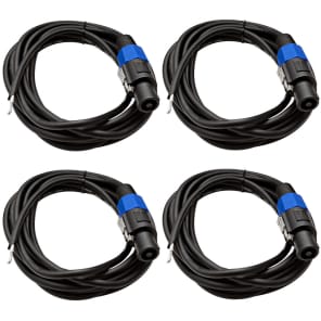 Seismic Audio SPRW15FOURPACK Raw Wire to Speakon Speaker Cables - 15' (4-Pack)
