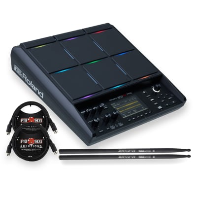 Roland SPD-SX Pro Percussion Pad with 4.3-Inch Display and Customizable Pad-Dividing LED Lights Bundle with Drumsticks, and MIDI Cables (6-Feet)