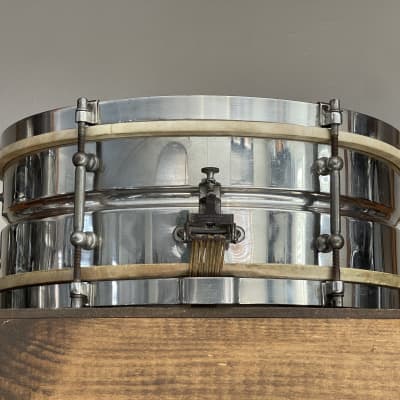 1920's Leedy Utility 5x14 Nickel Over Brass Snare Drum NOB image 1