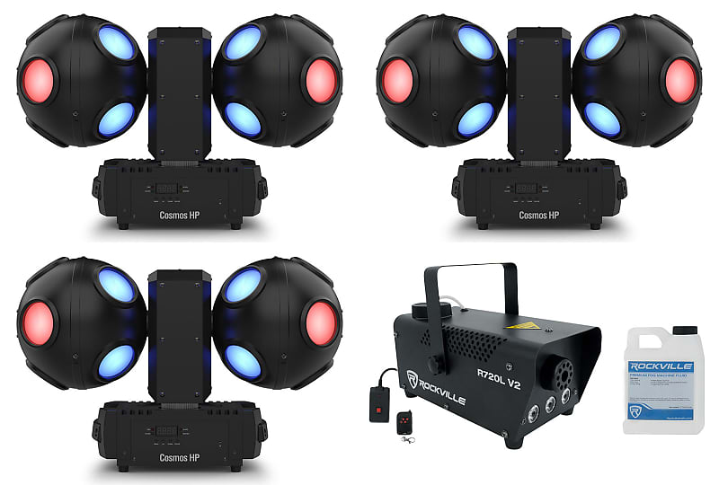 3 Chauvet DJ Cosmos HP RGBW LED DMX Beam/Strobe Dance Floor Reverb