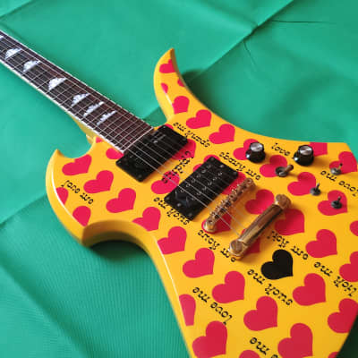 Fernandes / Burny MG-145S HY Yellow Heart Hide X Japan | Reverb