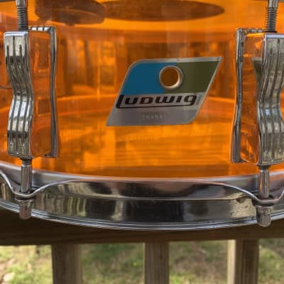 Ludwig 5x14" Vistalite Acrylic 10-Lug Snare Drum 1970s - Amber image 2