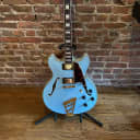 D'Angelico Deluxe DC Semi-Hollow Double Cutaway with Stairstep Tailpiece 2010s Matte Powder Blue