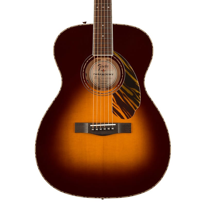 Fender PO-220E Paramount Electro-Acoustic Guitar, 3-Tone Vintage Sunburst image 1