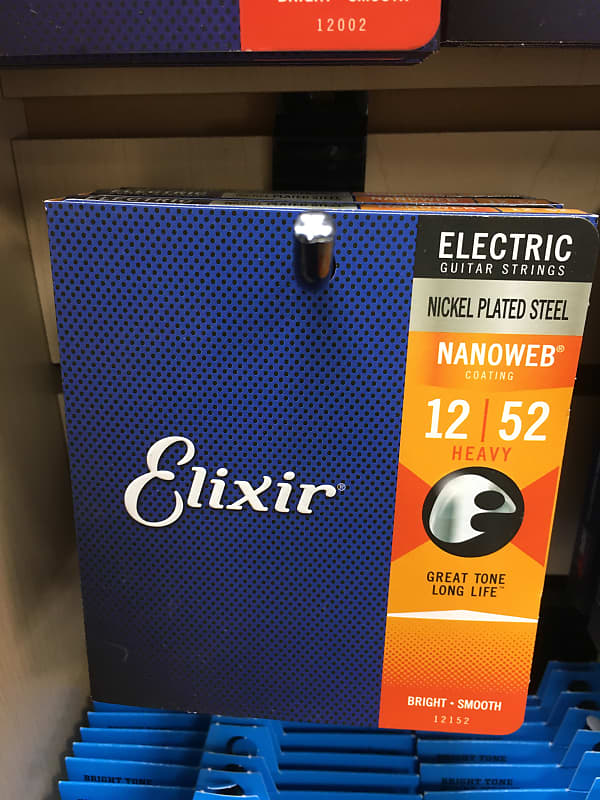 Elixir 12152 Nanoweb Coated Heavy Nickel Plated Electric Guitar Strings 12-52 image 1