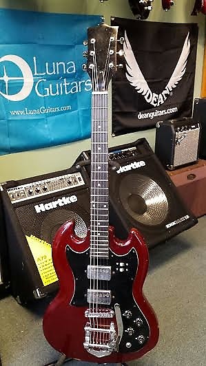 Vintage Teisco SG Electric Guitar w/ bigsby style tremelo tailpiece