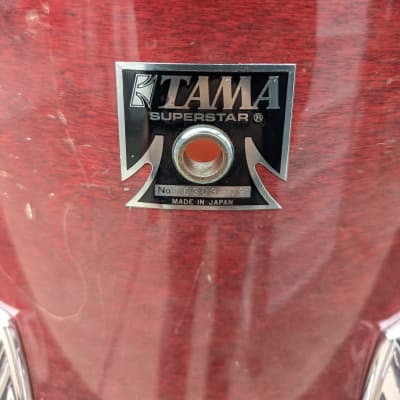 1980s Tama Japan Cherry Wine Lacquer 11 x 12" Superstar Tom - Looks Really Good - Sounds Great! image 2