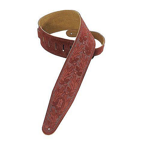 Levy's PMS44T01 Hand Brushed Suede 3" Guitar Strap w/ Oak Leaves Pattern image 1