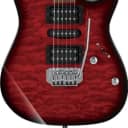 Ibanez GRX70QATRB Quilted Maple Electric Guitar in Transparent Red Burst