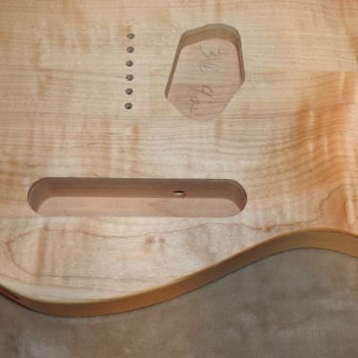 Unfinished Telecaster Body Book Matched Figured Flame Maple Top 2 Piece Alder Back Chambered Very Light 3lbs 4oz! image 19