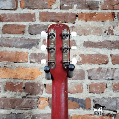 Chord Parlor Acoustic Guitar w/ Goldfoil Pickup & Rubber Bridge (1960s, Cherryburst) image 24