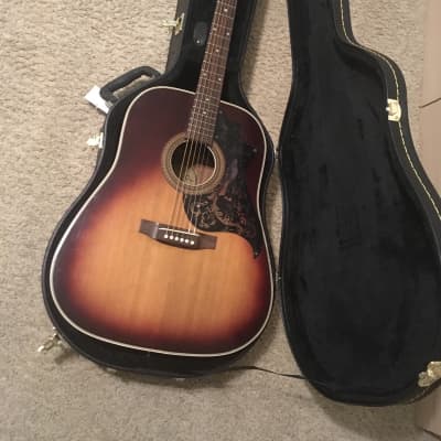 Melody Plus Superb X38 vintage jumbo size acoustic guitar circa 1960s Japan in Tobacco sunburst with jumbo hard case for sale