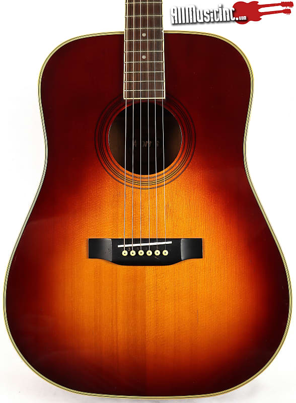 Morris MD507 Solid Top Mahogany Cherry Sunburst Acoustic Guitar image 1