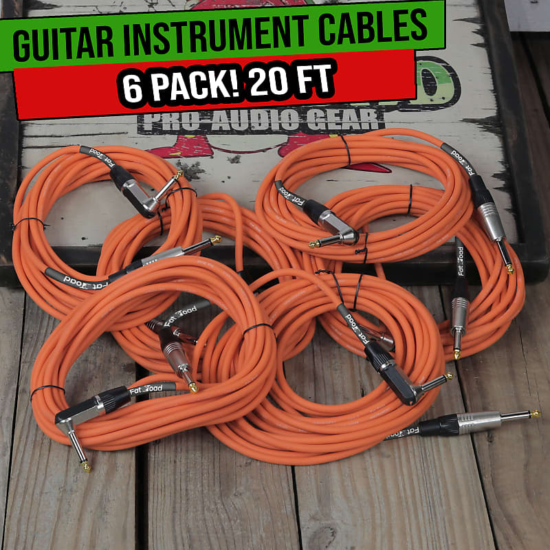 Guitar Cables Instrument Cord - PACK 20FT Wire Recording Studio Amp 1/4 FAT  TOAD