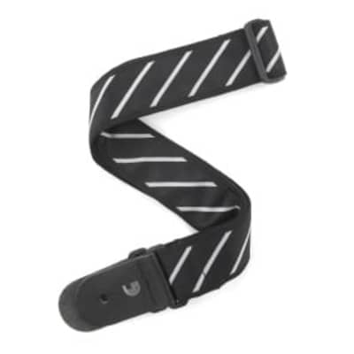 D'Addario T20W1409 Woven Guitar Strap, Tie Stripes, White & Black image 2