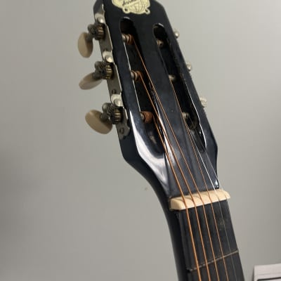Harmony Global black acoustic guitar 3/4 size 1960s - Black image 5