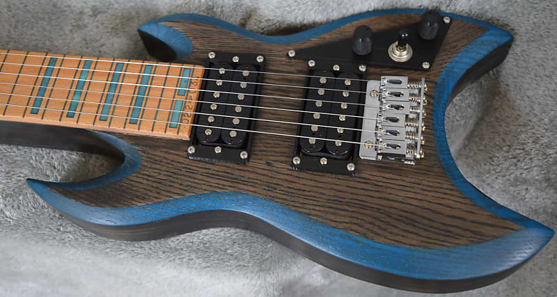 Hand Made Lap Steel 2-hum VT3way Shannon X-Axe 2022 Stain Black Blue Bevels Satin Relic image 1