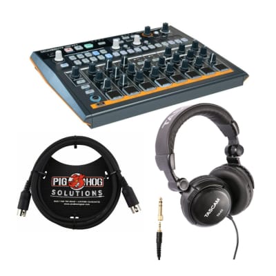Arturia DrumBrute Impact Analog Drum Machine Bundle with Closed Back Over-Ear Headphone and MIDI Cable