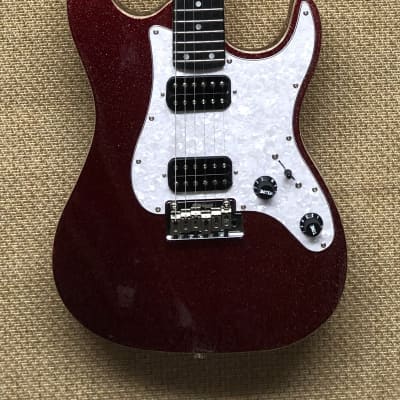 Jet Guitars JET JS-500 S-Style, NAMM Guitar, Roasted Maple Neck, Basswood, 2x Humbuckers, Red Sparkle for sale